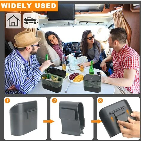 FONTAINEBLEAU Petite Poubelle De Voiture, Poubelle De Voiture Avec Couvercle, Poubelle De Voiture Étanche, Boîte De Rangement De Voiture Suspendue Portable, Pour Bureau De Voiture (Noir) Fonepro 5 FONTAINEBLEAU Petite Poubelle De Voiture, Poubelle De Voiture Avec Couvercle, Poubelle De Voiture Étanche, Boîte De Rangement De Voiture Suspendue Portable, Pour Bureau De Voiture (Noir) Fonepro – Image 3