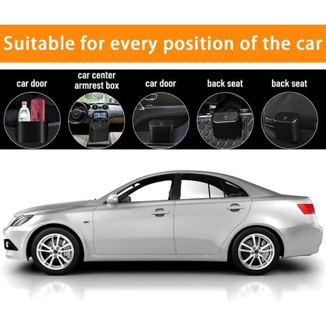 FONTAINEBLEAU Petite Poubelle De Voiture, Poubelle De Voiture Avec Couvercle, Poubelle De Voiture Étanche, Boîte De Rangement De Voiture Suspendue Portable, Pour Bureau De Voiture (Noir) Fonepro 6 FONTAINEBLEAU Petite Poubelle De Voiture, Poubelle De Voiture Avec Couvercle, Poubelle De Voiture Étanche, Boîte De Rangement De Voiture Suspendue Portable, Pour Bureau De Voiture (Noir) Fonepro – Image 4