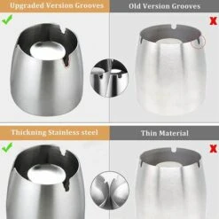 STARLIGHT Cendrier En Acier Inox Avec Couvercles, SL.GT ​​Cendrier Coupe-Vent Table Moderne Portable -Poubelle Boutique 59963687 3