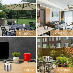 STARLIGHT Cendrier En Acier Inox Avec Couvercles, SL.GT ​​Cendrier Coupe-Vent Table Moderne Portable -Poubelle Boutique 59963687 5