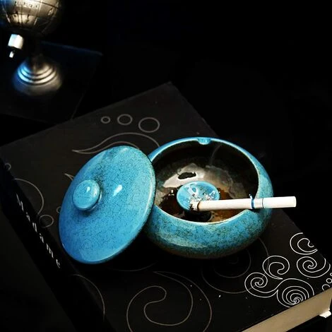 PERLE RARE Cendrier En Céramique Avec Couvercles, Cendrier Coupe-vent Pour Cigarettes à Usage Intérieur Ou Extérieur (Bleu) 4 PERLE RARE Cendrier En Céramique Avec Couvercles, Cendrier Coupe-vent Pour Cigarettes à Usage Intérieur Ou Extérieur (Bleu) – Image 2