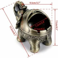 PERLE RARE Cendrier Coupe-vent Vintage Avec Couvercles - Cendrier De Table à Modeler En Forme D'éléphant Décoration Rétro Pour La Maison Et Le Bureau Bronze Vert -Poubelle Boutique 59967312 3