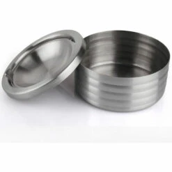 PERLE RARE Cendrier En Acier Inoxydable Avec Couvercle – Cendrier De Table 12 Cm – Cendrier Design Avec Couvercle Basculant – Cendrier Pliable – Cendrier Coupe -Poubelle Boutique 59967811 4