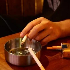 PERLE RARE Lot De 4 Cendriers En Acier Inoxydable 10 Cm De Diamètre Protection Contre Le Vent Moderne Plateau Cendrier Base Pour Intérieur Et Extérieur -Poubelle Boutique 59967822 5