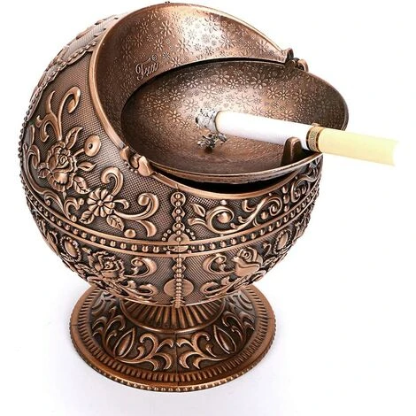 PERLE RARE Vintage Cendrier Coupe-Vent Avec Couvercle - Porte-Cendres Cendrier Cendrier Motif Fleur Rétro Décoration De Bureau à Domicile Rétro, Bronze Rouge 3 PERLE RARE Vintage Cendrier Coupe-Vent Avec Couvercle - Porte-Cendres Cendrier Cendrier Motif Fleur Rétro Décoration De Bureau à Domicile Rétro, Bronze Rouge