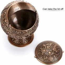 PERLE RARE Vintage Cendrier Coupe-Vent Avec Couvercle - Porte-Cendres Cendrier Cendrier Motif Fleur Rétro Décoration De Bureau à Domicile Rétro, Bronze Rouge 11 PERLE RARE Vintage Cendrier Coupe-Vent Avec Couvercle - Porte-Cendres Cendrier Cendrier Motif Fleur Rétro Décoration De Bureau à Domicile Rétro, Bronze Rouge -Poubelle Boutique 59968686 5