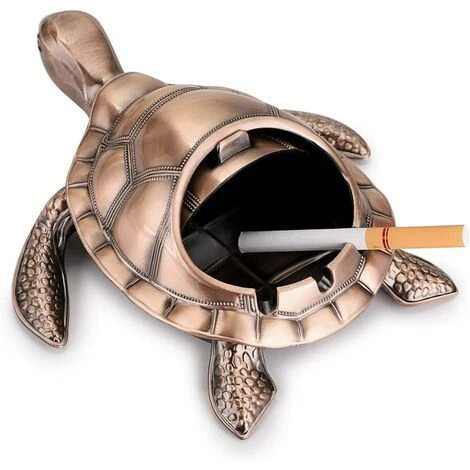 REGALI Cendrier Rétro En Métal En Forme De Tortue Avec Couvercle Coupe-vent, Pour Intérieur Et Extérieur (rouge Bronze) 3 REGALI Cendrier Rétro En Métal En Forme De Tortue Avec Couvercle Coupe-vent, Pour Intérieur Et Extérieur (rouge Bronze)