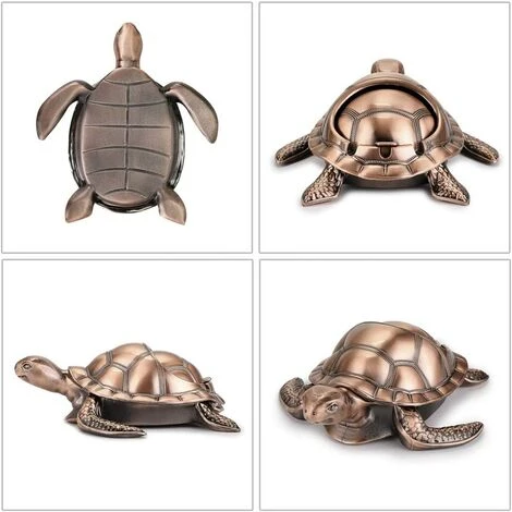 REGALI Cendrier Rétro En Métal En Forme De Tortue Avec Couvercle Coupe-vent, Pour Intérieur Et Extérieur (rouge Bronze) 5 REGALI Cendrier Rétro En Métal En Forme De Tortue Avec Couvercle Coupe-vent, Pour Intérieur Et Extérieur (rouge Bronze) – Image 3