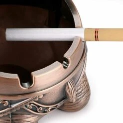 REGALOS Cendrier Coupe-vent Vintage Avec Couvercle - Grand Cendrier De Table Vintage, Utilisation Extérieure Et Intérieure, Bronze Rouge -Poubelle Boutique 60013504 5