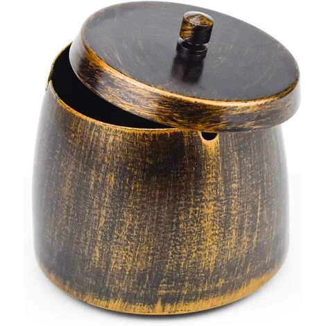 REGALI Cendrier Avec Couvercle, Cendrier En Acier Inoxydable Coupe-vent Extérieur Et Intérieur 100 × 84 Mm, Jardin, Bureau, (bronze) 4 REGALI Cendrier Avec Couvercle, Cendrier En Acier Inoxydable Coupe-vent Extérieur Et Intérieur 100 × 84 Mm, Jardin, Bureau, (bronze) – Image 2