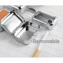 REGALI Cendrier De Poche, Cendrier De Poche En Métal Cendrier De Poche En Fer Blanc Cendrier De Poche Carré En Acier Inoxydable -Poubelle Boutique 60013554 4