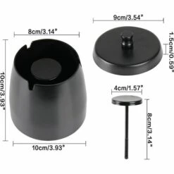 ENLENK Exterieur Inoxydable, Cendrier Avec Couvercle Anti Odeur, Cendrie Avec Tapis Antidérapant Pour Interieur Exterieur Jardin Balcon Bar Bureau, Noir (grande) 8 ENLENK Exterieur Inoxydable, Cendrier Avec Couvercle Anti Odeur, Cendrie Avec Tapis Antidérapant Pour Interieur Exterieur Jardin Balcon Bar Bureau, Noir (grande) -Poubelle Boutique 60169206 2