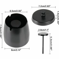 ENLENK Exterieur Inoxydable, Cendrier Avec Couvercle Anti Odeur, Cendrie Avec Tapis Antidérapant Pour Interieur Exterieur Jardin Balcon Bar Bureau, Noir (petit) 8 ENLENK Exterieur Inoxydable, Cendrier Avec Couvercle Anti Odeur, Cendrie Avec Tapis Antidérapant Pour Interieur Exterieur Jardin Balcon Bar Bureau, Noir (petit) -Poubelle Boutique 60170338 2