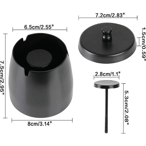 ENLENK Exterieur Inoxydable, Cendrier Avec Couvercle Anti Odeur, Cendrie Avec Tapis Antidérapant Pour Interieur Exterieur Jardin Balcon Bar Bureau, Noir (petit) 4 ENLENK Exterieur Inoxydable, Cendrier Avec Couvercle Anti Odeur, Cendrie Avec Tapis Antidérapant Pour Interieur Exterieur Jardin Balcon Bar Bureau, Noir (petit) – Image 2
