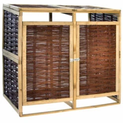 FIMEI Abri De Poubelle Double Pinède Et Osier -Poubelle Boutique 60678562 3