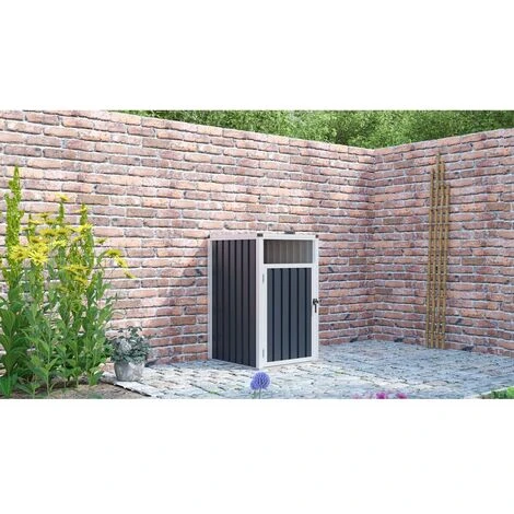 HABITAT ET JARDIN Cache Poubelle "Michigan" Anthracite - Acier Galvanisé - Couvercle à Charnière - Anthracite. 4 HABITAT ET JARDIN Cache Poubelle "Michigan" Anthracite - Acier Galvanisé - Couvercle à Charnière - Anthracite. – Image 2