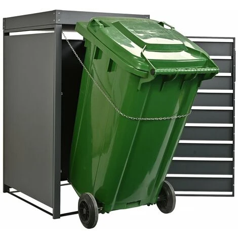 HABITAT ET JARDIN Cache Poubelle Avec Bac à Fleurs "Colorado" - 68 X 79.7 X 119.7 Cm - Anthracite - Anthracite. 5 HABITAT ET JARDIN Cache Poubelle Avec Bac à Fleurs "Colorado" - 68 X 79.7 X 119.7 Cm - Anthracite - Anthracite. – Image 3