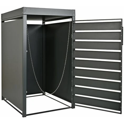 HABITAT ET JARDIN Cache Poubelle Avec Bac à Fleurs "Colorado" - 68 X 79.7 X 119.7 Cm - Anthracite - Anthracite. 6 HABITAT ET JARDIN Cache Poubelle Avec Bac à Fleurs "Colorado" - 68 X 79.7 X 119.7 Cm - Anthracite - Anthracite. – Image 4