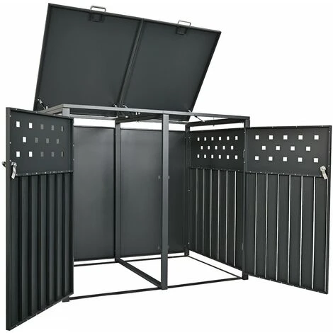 HABITAT ET JARDIN Cache Poubelle Double "Idaho" - 131.3 X 80 X 116.5 Cm - Anthracite 5 HABITAT ET JARDIN Cache Poubelle Double "Idaho" - 131.3 X 80 X 116.5 Cm - Anthracite – Image 3