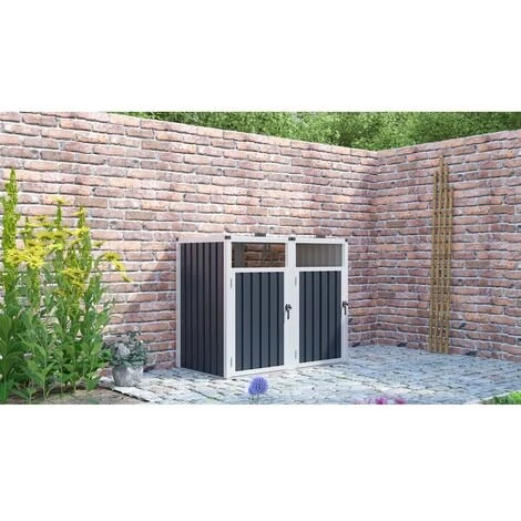 HABITAT ET JARDIN Cache Poubelle "Michigan" Anthracite - Acier Galvanisé - Couvercle à Charnière - Anthracite. 4 HABITAT ET JARDIN Cache Poubelle "Michigan" Anthracite - Acier Galvanisé - Couvercle à Charnière - Anthracite. – Image 2