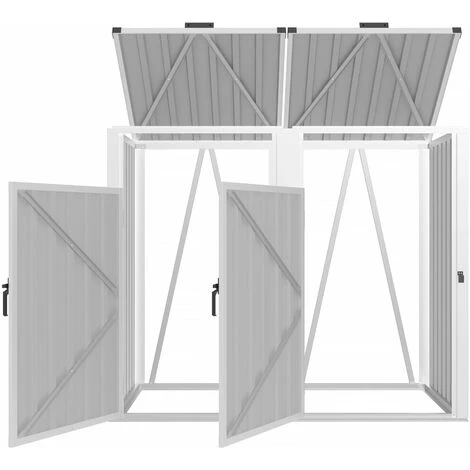 HABITAT ET JARDIN Cache Poubelle "Michigan" Anthracite - Acier Galvanisé - Couvercle à Charnière - Anthracite. 5 HABITAT ET JARDIN Cache Poubelle "Michigan" Anthracite - Acier Galvanisé - Couvercle à Charnière - Anthracite. – Image 3