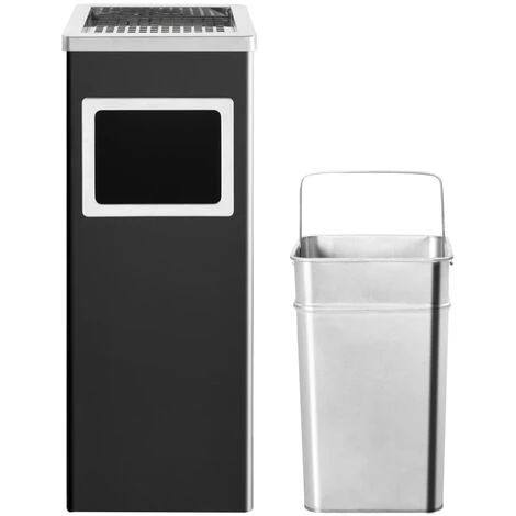 SUPERMARKET Poubelle à Cendrier D'hôtel 36 L Acier Noir 4 SUPERMARKET Poubelle à Cendrier D'hôtel 36 L Acier Noir – Image 2