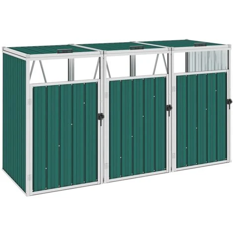 SUPERMARKET Abri De Poubelle Triple Vert 213x81x121 Cm Acier 3 SUPERMARKET Abri De Poubelle Triple Vert 213x81x121 Cm Acier