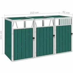 SUPERMARKET Abri De Poubelle Triple Vert 213x81x121 Cm Acier 11 SUPERMARKET Abri De Poubelle Triple Vert 213x81x121 Cm Acier -Poubelle Boutique 63680463 5