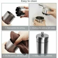 FOZIY Cendrier En Acier Inox Avec Couvercle, Ashtray Outdoor Coupe-vent Et Imperméable Facile à Nettoyer Beau Cendriers Épaissi Anti Odeur Pour Exterieur Auto Balcon Maison Restaurant，Fonepro -Poubelle Boutique 63842037 5