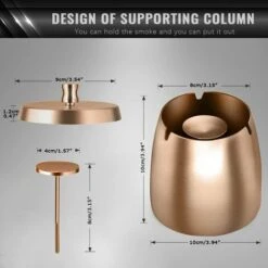 FLYME Cendrier Avec Couvercle Cigarettes Cendrier Coupe-vent Cendrier Portable Pour IntéRieur Et ExtéRieur Avec Tapis Antidérapant Pour Restaurant Bar Maison Bureau(Or Rose-Petit) 8 FLYME Cendrier Avec Couvercle Cigarettes Cendrier Coupe-vent Cendrier Portable Pour IntéRieur Et ExtéRieur Avec Tapis Antidérapant Pour Restaurant Bar Maison Bureau(Or Rose-Petit) -Poubelle Boutique 64026168 2