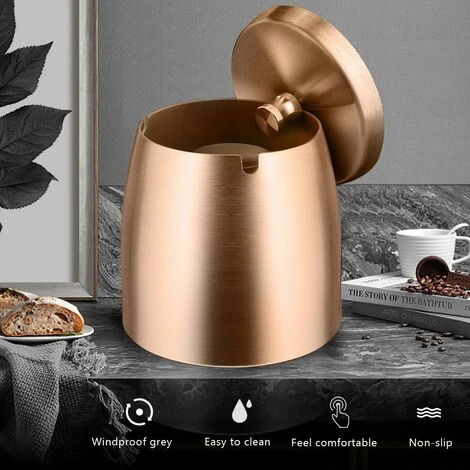 FLYME Cendrier Avec Couvercle Cigarettes Cendrier Coupe-vent Cendrier Portable Pour IntéRieur Et ExtéRieur Avec Tapis Antidérapant Pour Restaurant Bar Maison Bureau(Or Rose-Petit) 5 FLYME Cendrier Avec Couvercle Cigarettes Cendrier Coupe-vent Cendrier Portable Pour IntéRieur Et ExtéRieur Avec Tapis Antidérapant Pour Restaurant Bar Maison Bureau(Or Rose-Petit) – Image 3