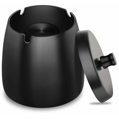 FLYME Cendrier Avec Couvercle Cigarettes Cendrier Coupe-vent Cendrier Portable Pour IntéRieur Et ExtéRieur Avec Tapis Antidérapant Pour Restaurant Bar Maison Bureau (Noir-Petit) 3 FLYME Cendrier Avec Couvercle Cigarettes Cendrier Coupe-vent Cendrier Portable Pour IntéRieur Et ExtéRieur Avec Tapis Antidérapant Pour Restaurant Bar Maison Bureau (Noir-Petit)