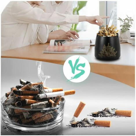 FLYME Cendrier Avec Couvercle Cigarettes Cendrier Coupe-vent Cendrier Portable Pour IntéRieur Et ExtéRieur Avec Tapis Antidérapant Pour Restaurant Bar Maison Bureau (Noir-Petit) 7 FLYME Cendrier Avec Couvercle Cigarettes Cendrier Coupe-vent Cendrier Portable Pour IntéRieur Et ExtéRieur Avec Tapis Antidérapant Pour Restaurant Bar Maison Bureau (Noir-Petit) – Image 5