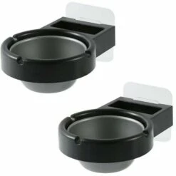 CARILLONSàVENT Cendrier Mural D'extérieur，Carivent Cendrier Mural De Salle De Bain，Cendrier De Bureau，Cendrier En Acier Inoxydable，Cendrier De Salle De Bain, 2Pcs Noir