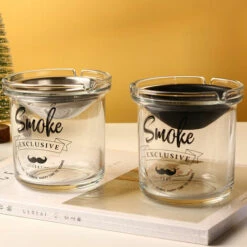 JUNJUN-Cendrier En Verre Créatif Amovible En Forme D'entonnoir En Acier Inoxydable, De Style Nordique, Empêchant Efficacement Les Cendres Et Le Vol De Fumée. Il Convient à L'intérieur, à L'extérieur, Au Bureau Et à D'autres Endroits. Briller En Noir -Poubelle Boutique 64190726 4