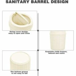 MONLY 1,5L Mini Poubelle, Mini Poubelle De Bureau, Avec Poubelle Et Couvercle Pivotant, Pour Chambre,Salle,Cuisine,Véhicule (Blanc) 11 MONLY 1,5L Mini Poubelle, Mini Poubelle De Bureau, Avec Poubelle Et Couvercle Pivotant, Pour Chambre,Salle,Cuisine,Véhicule (Blanc) -Poubelle Boutique 64448647 5