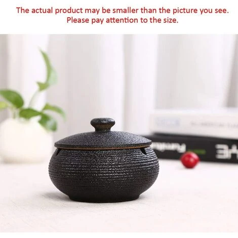 PERLE RARE Cendrier En Céramique Avec Couvercles, Coupe-vent, Cendrier Pour Une Utilisation En Intérieur Ou En Extérieur, Cendrier Pour Fumeurs, Cendrier De Bureau Pour La Maison Ou Le Bureau - Noir 4 PERLE RARE Cendrier En Céramique Avec Couvercles, Coupe-vent, Cendrier Pour Une Utilisation En Intérieur Ou En Extérieur, Cendrier Pour Fumeurs, Cendrier De Bureau Pour La Maison Ou Le Bureau - Noir – Image 2