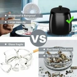 PERLE RARE Cendrier Noir Extérieur Intérieur Cendrier Noir Extérieur En Métal Incassable, Beau Cendrier Coupe-vent En Acier Inoxydable Avec Couvercle Résistant Aux Odeurs Pour Jardin, Balcon, Maison, Salle à Manger, Grande Taille 8 PERLE RARE Cendrier Noir Extérieur Intérieur Cendrier Noir Extérieur En Métal Incassable, Beau Cendrier Coupe-vent En Acier Inoxydable Avec Couvercle Résistant Aux Odeurs Pour Jardin, Balcon, Maison, Salle à Manger, Grande Taille -Poubelle Boutique 64468635 2