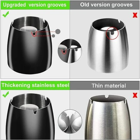 PERLE RARE Cendrier Noir Extérieur Intérieur Cendrier Noir Extérieur En Métal Incassable, Beau Cendrier Coupe-vent En Acier Inoxydable Avec Couvercle Résistant Aux Odeurs Pour Jardin, Balcon, Maison, Salle à Manger, Grande Taille 5 PERLE RARE Cendrier Noir Extérieur Intérieur Cendrier Noir Extérieur En Métal Incassable, Beau Cendrier Coupe-vent En Acier Inoxydable Avec Couvercle Résistant Aux Odeurs Pour Jardin, Balcon, Maison, Salle à Manger, Grande Taille – Image 3