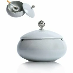 MONLY Cendrier Céramique Avec Couvercle,Cigarettes Cendrier,Cendrier Coupe-vent, Cendrier Pour Extérieur,Intérieur, Balcon,Jardin,Bureau