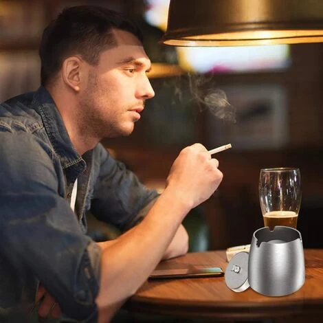 MINKUROW Cendrier Pour L'extérieur Avec Couvercle Cendrier Design Cendrier à Vent En Acier Inoxydable Pour L'extérieur Et L'intérieur Cendrier De Table Avec Base Antidérapante Pour Décoration De Bureau (petit) 6 MINKUROW Cendrier Pour L'extérieur Avec Couvercle Cendrier Design Cendrier à Vent En Acier Inoxydable Pour L'extérieur Et L'intérieur Cendrier De Table Avec Base Antidérapante Pour Décoration De Bureau (petit) – Image 4