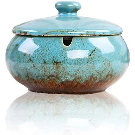 PERLE RARE Cendrier En Céramique Avec Couvercles, Cendrier Coupe-vent Pour Cigarettes à Usage Intérieur Ou Extérieur (Bleu) 3 PERLE RARE Cendrier En Céramique Avec Couvercles, Cendrier Coupe-vent Pour Cigarettes à Usage Intérieur Ou Extérieur (Bleu)