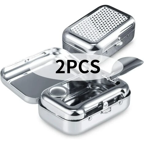 PERLE RARE Cendrier Portable, 2 Pièces Cendrier De Voyage Avec Couvercle, Cendrier De Poche Anti Odeurs, Avec Support Pour La Cigarette, Boîte Rectangulaire,Argent 3 PERLE RARE Cendrier Portable, 2 Pièces Cendrier De Voyage Avec Couvercle, Cendrier De Poche Anti Odeurs, Avec Support Pour La Cigarette, Boîte Rectangulaire,Argent