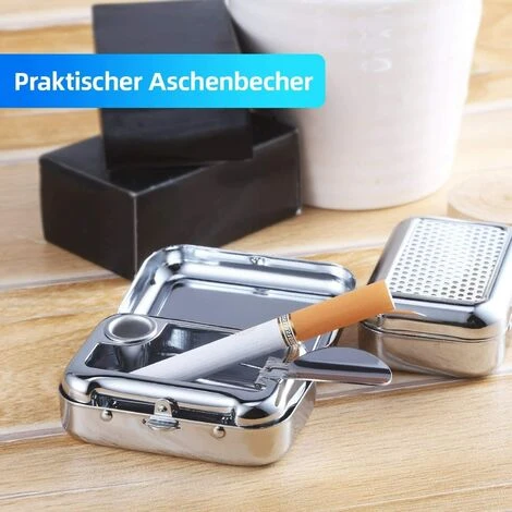 PERLE RARE Cendrier Portable, 2 Pièces Cendrier De Voyage Avec Couvercle, Cendrier De Poche Anti Odeurs, Avec Support Pour La Cigarette, Boîte Rectangulaire,Argent 6 PERLE RARE Cendrier Portable, 2 Pièces Cendrier De Voyage Avec Couvercle, Cendrier De Poche Anti Odeurs, Avec Support Pour La Cigarette, Boîte Rectangulaire,Argent – Image 4