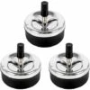 Cendrier 3 Pièces Cendrier Rotatif De Table Cendrier Avec Couvercle Nouveauté Cendrier Rotatif Moderne Cendrier à Vent Avec Couvercle 9 X 9,5 Cm Cendrier Chrome (Noir) S'arêern -Poubelle Boutique 65359598 1