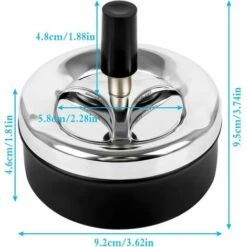 Cendrier 3 Pièces Cendrier Rotatif De Table Cendrier Avec Couvercle Nouveauté Cendrier Rotatif Moderne Cendrier à Vent Avec Couvercle 9 X 9,5 Cm Cendrier Chrome (Noir) S'arêern -Poubelle Boutique 65359598 5