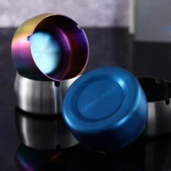 BDD 1 Paquet De Cendrier Rond En Acier Inoxydable épaissi Anti-chute Et Résistant Aux Hautes Températures Cendrier De Salon (couleur) -Poubelle Boutique 65376960 3