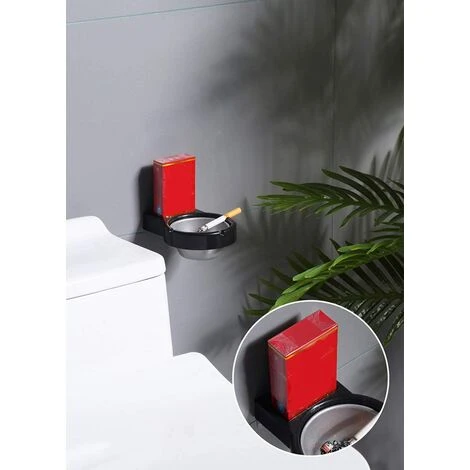 BDD 1 Pièce De Cendrier Mural En Acier Inoxydable, Toilette Non Poreuse à Aspiration Murale Domestique, Cendrier Amovible Pour Salle De Bain Et Bureau, étagère De Rangement, Noir 5 BDD 1 Pièce De Cendrier Mural En Acier Inoxydable, Toilette Non Poreuse à Aspiration Murale Domestique, Cendrier Amovible Pour Salle De Bain Et Bureau, étagère De Rangement, Noir – Image 3