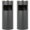BATHRINS®Lot De 2 Poubelles En Acier Inoxydable 30L Avec Cendrier à Mailles Carrées Noir -Poubelle Boutique 65441074 1