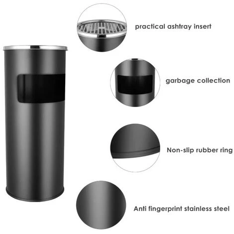 BATHRINS®Lot De 2 Poubelles En Acier Inoxydable 30L Avec Cendrier à Mailles Carrées Noir 5 BATHRINS®Lot De 2 Poubelles En Acier Inoxydable 30L Avec Cendrier à Mailles Carrées Noir â Image 3